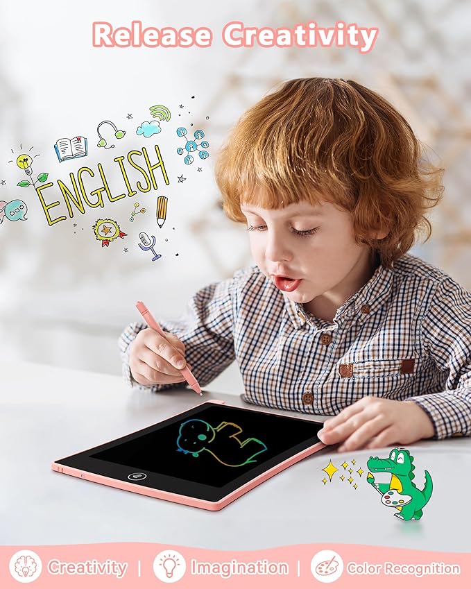KOKODI 2 Pack 10 Inch LCD Writing Tablet for Kids, Colorful Doodle Board Erasable Drawing Pad, Educational Learning Toys Birthday Gifts for Boys Girls Ages 3 4 5 6 7 8 (Blue & Pink)
