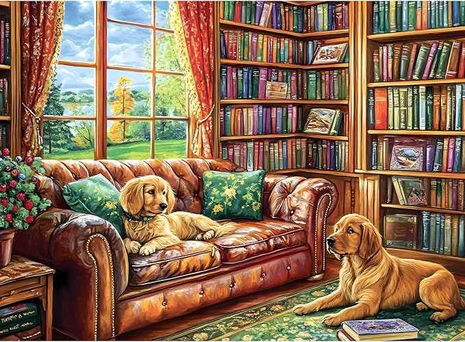 300 Pieces Jigsaw Puzzles for Adults, Golden Retriever Jigsaw Puzzles for Kids Adults Seniors, Adult Puzzles 300 Pieces, Challenging Puzzle Great Gift for Family Friends
