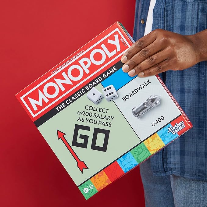 Monopoly Board Game | Classic Game with Storage Tray and Larger Tokens | Ages 8+ | 2 to 6 Players | Family Games for Kids and Adults | Kids Gifts