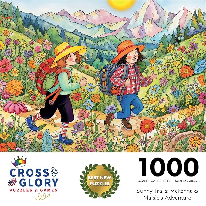 Cross & Glory - Sunny Trails: McKenna & Maisie's Adventure - 1000 Piece Jigsaw Puzzle for Adults & Kids 12+ & Kids 12+ | Vibrant Design | Fun Family Activity | Satin Finish | 20x27 Inches