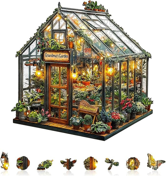 Wooden Puzzles for Adults - Grandma's Garden Wooden Jigsaw Puzzle for Adults, Colorful Flowers Wood Puzzles Adult, Gifts for Family and Friends, Wall Art Home Decor (M-11.4 * 11.3in- 180 Pcs)