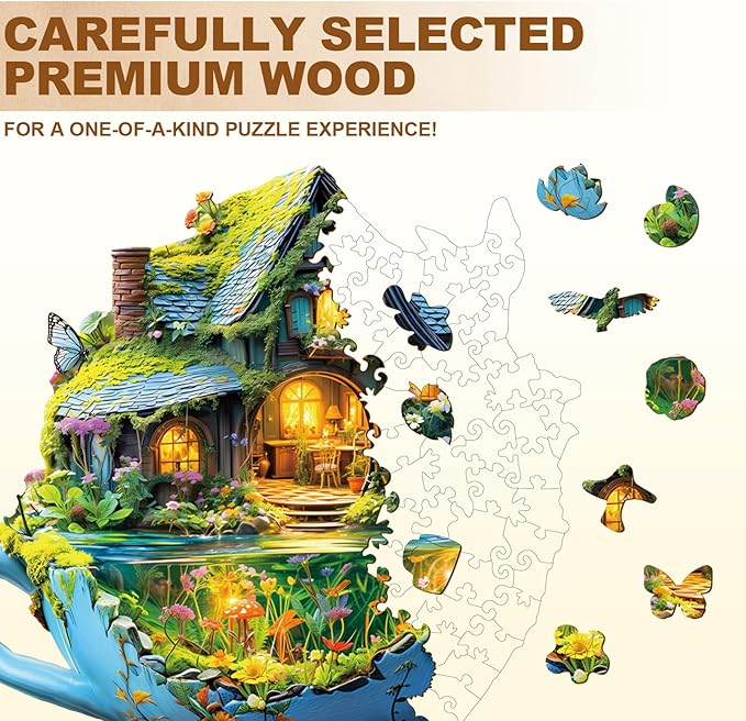 Jigfoxy Wooden Puzzle for Adults, Funny Green Cup Jigsaw Puzzles for Adult, Unique Animal Shape Wood Cut Puzzles, Christmas Thanksgiving Gifts for Friends Family (S-8.5 * 8.1in-95pcs)