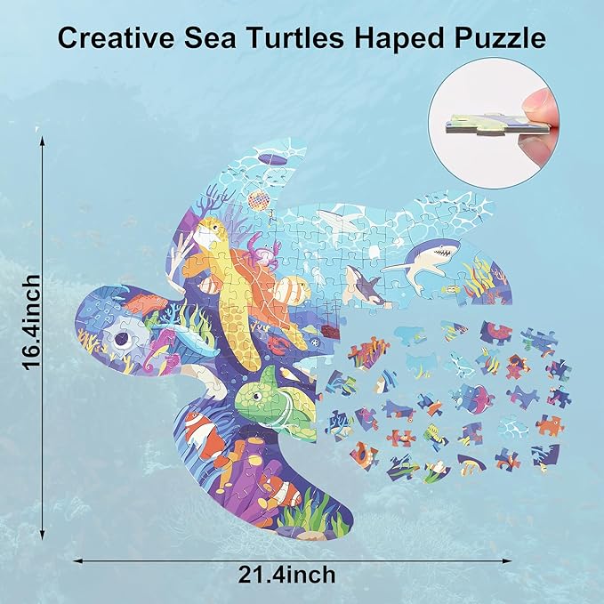 Sea Turtle Jigsaw Puzzles for Children - 153 Pieces Fun Puzzles, Perfect for Kids' Development and Family Bonding Activities!