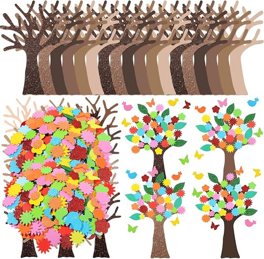 224 Pcs Spring Foam Stickers Glitter Tree Flower Leaf Butterfly Self Adhesive Stickers for Craft Art Party Favors Family Classroom Activities (Butterfly)