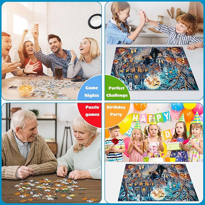 Puzzles for Adults 1000 Pieces, Haunted Halloween Night House Jigsaw Puzzles, Fun Horror Challenging Puzzle, Halloween Puzzles Gift, Home Decoration Puzzle, Interlock Perfectly No Dust