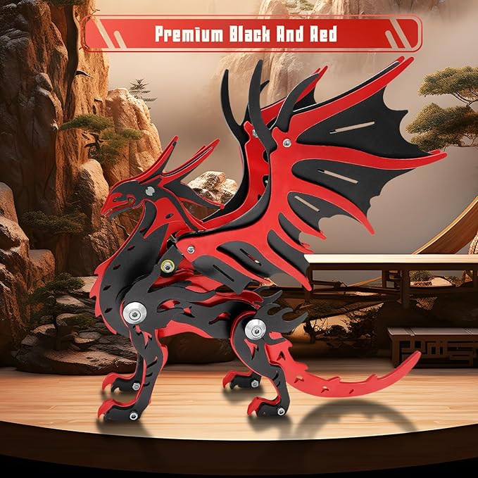 3D Metal Puzzles,3D Metal Puzzle for Adults,Mechanical Model Kit Magic Wing Dragon Black Clothes,Steel 3D Puzzles Stainless Steel Ornaments for Adults Home Decor Art Craft Gifts Toys.