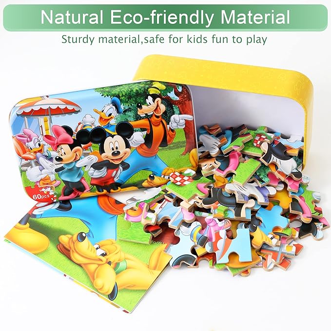 Puzzles for Kids Ages 4-8, 60 Piece Puzzles for Kids Ages 3-5 in a Metal Box Girls and Boys Learning Educational Jigsaw Puzzle Toys Gifts