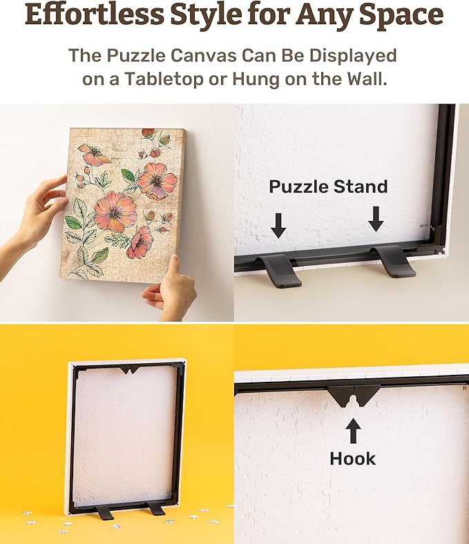 PieceRelax Puzzle Canvas Wall Art 366 Plastic Pieces for Adults - Hokusai - The Great Wave of Kanagawa - Unique Gift & Home Décor with Jigsaw Puzzle Artwork for Living Room Bedroom [HN1278]