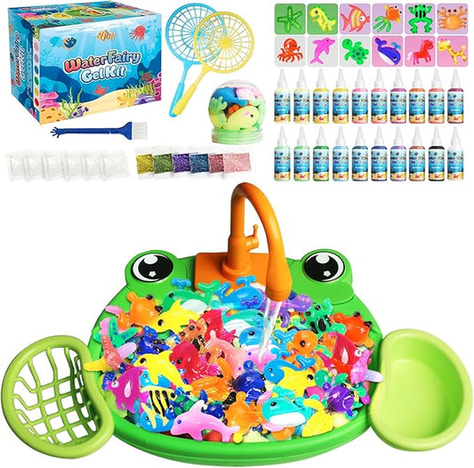 Water DIY Crafts Elf Toy Kit, 20 Color Gel & 12 Molds, Magic Paint Set Glow in The Dark Water Pets, Gel Craft Kits in Water Creative Handmade Art Set for Kids Age 3 4-8 8-12
