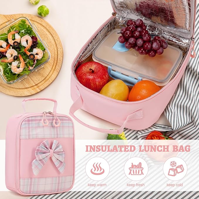 Backpack for Girls, 3PCS Girls Backpack for School with Lunch Bag Pencil Case, Cute Kids Teens Bookbag for Kindergarten Elementary Preschool Middle School