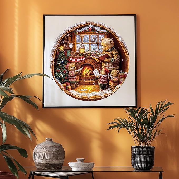 Masseruon 1000 Piece Puzzle for Adults, 26.6 * 26.6in Bear Family Puzzle for Adults, 1000 Pieces Flat Puzzles with 3D Visual Effect When Completed, Adult Puzzles Games