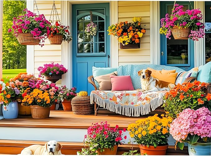 300 Piece Puzzles for Adult, Colorful Flower Jigsaw Puzzle 300 Pieces for Adults Kids Seniors, Beautiful House and Puppy Adults Puzzle for Family and Friends Party Gifts Decor 20.5×15 in