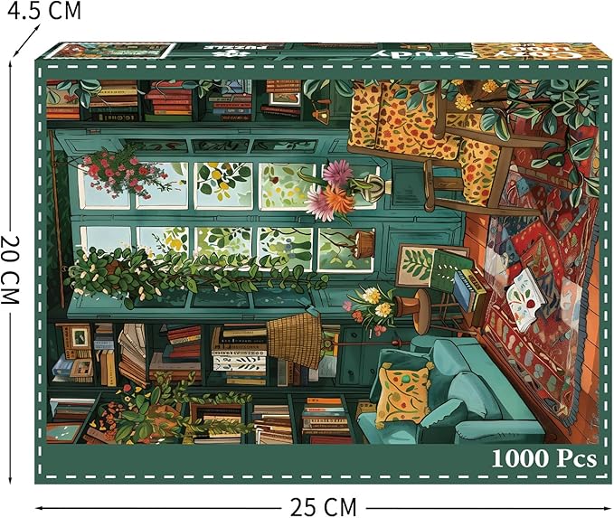 Cozy Study Puzzles for Adults 1000 Pieces, Jigsaw Puzzles for Adults 1000 Piece, Challenging Game Toys, Impossible Puzzle, Family Decoration Puzzle