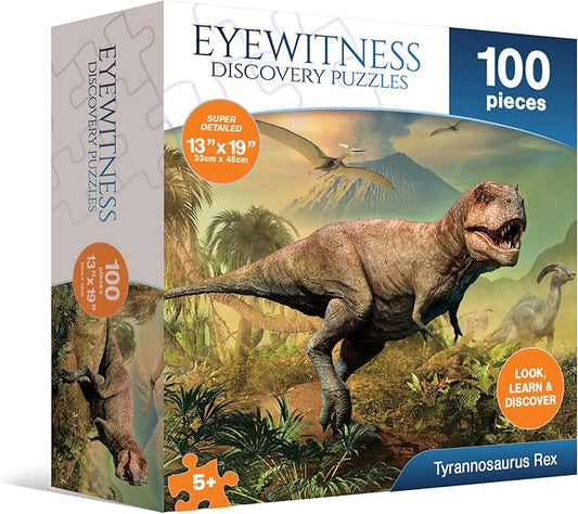 Eyewitness Discovery Puzzle T-Rex Dinosaur, 100 Piece Jigsaw for Kids, Educational Learning Toy for Boys & Girls, Children Ages 5+