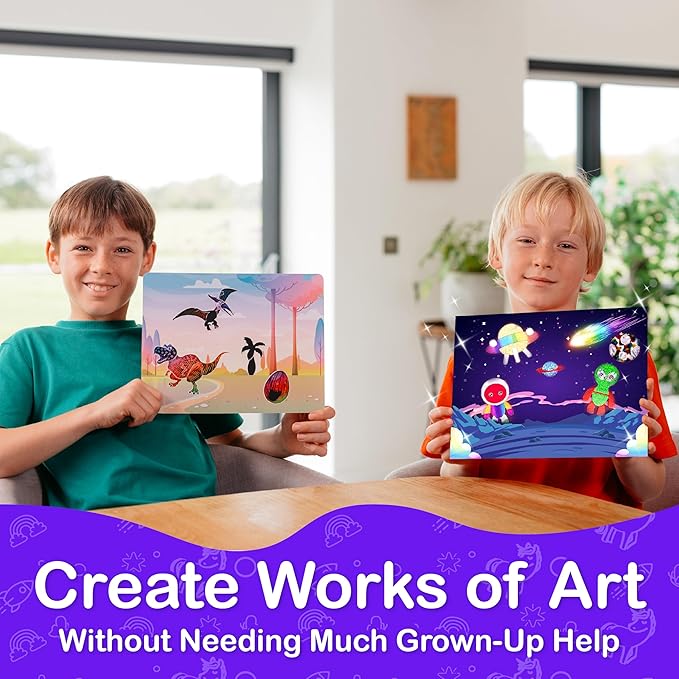 Craftikit ® Rainbow Adventure Foil Art & Scratch Art for Kids- 2-in-1 Arts and Crafts Kit for Kids Ages 4-10 - Rainbow Crafts for Boys Ages 4, 5, 6, 7, 8, 9, 10