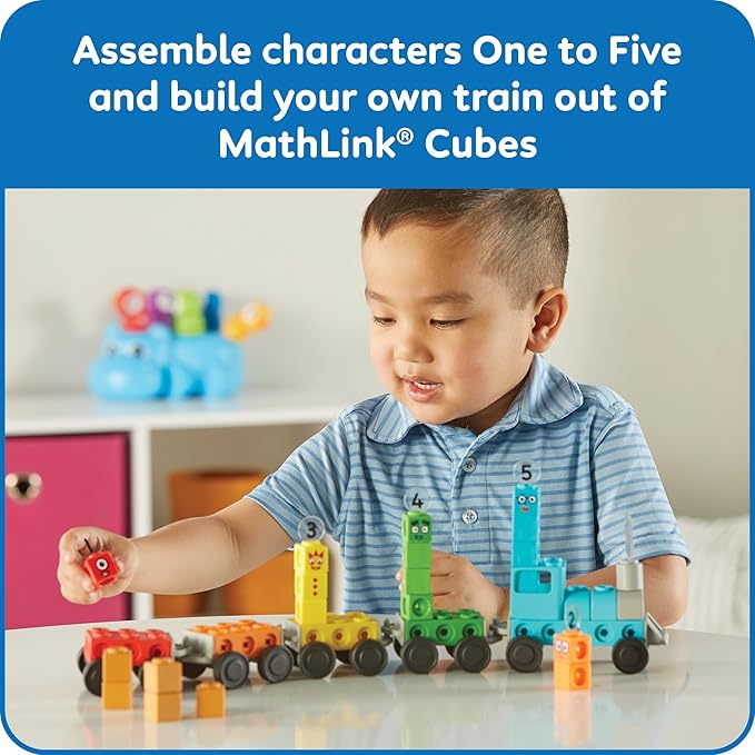 hand2mind Numberblocks Express Train MathLink Cubes Activity Set, Preschool Learning Activities, Train Toy, Counting Blocks, Number Toys, Kids Educational Toys, Math Manipulatives for Preschoolers