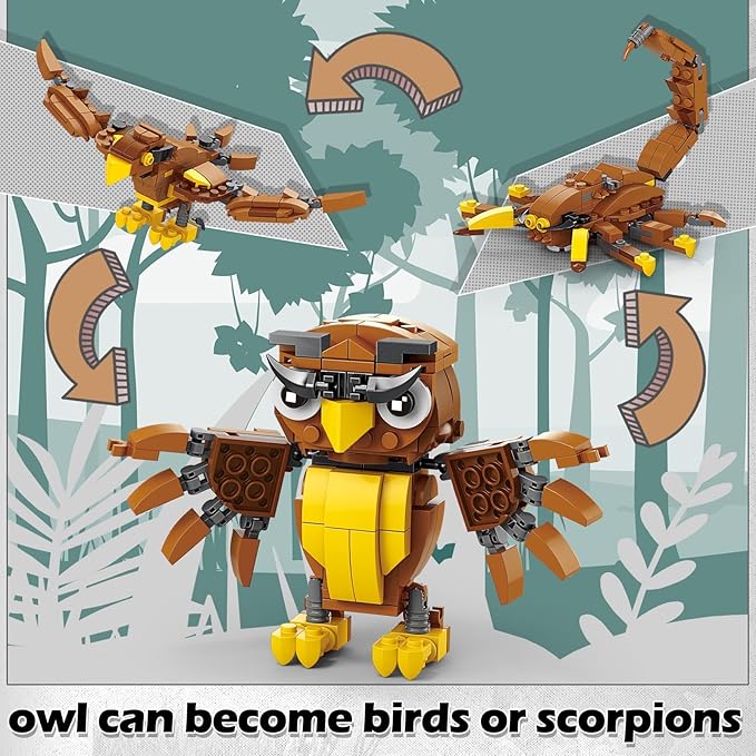 Creator 3 in 1 Animals Building Set, 12 Forest & Sea Figures Toys, Compatible With Lego Collectible Building Toy, Party Favors Gifts for Kids, Boys & Girls 8 Plus Years Old