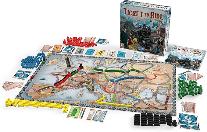 Asmodee Ticket to Ride Europe Board Game - Embark on a Railway Adventure Across The Continent! Fun Family Strategy Game for Kids & Adults, Ages 8+, 2-5 Players, 30-60 Min Playtime