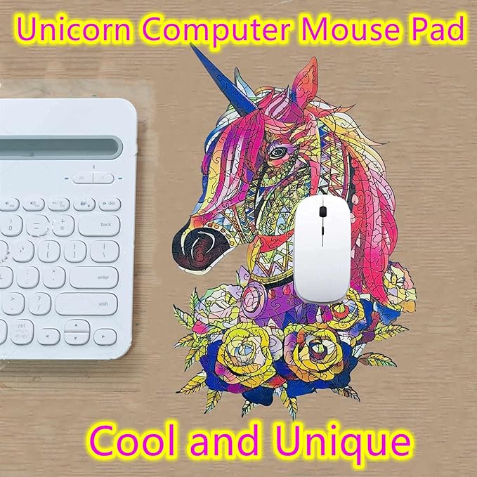 Wooden Jigsaw Puzzle for Adults,Unique Unicorn Animals Shaped Magic Jigsaw Puzzle Pieces Best Gift for Adults,Can be Used as a Cool Mouse Pad,157pcs,(11×7.5 inches) Large…