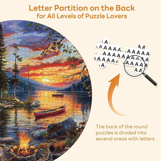 Masseruon 1000 Piece Puzzle for Adults, 26.6 * 26.6in Canoe Lake Puzzle for Adults, 1000 Pieces Jigsaw Puzzles, Adult Puzzles Game, Unique Gift for Women Men