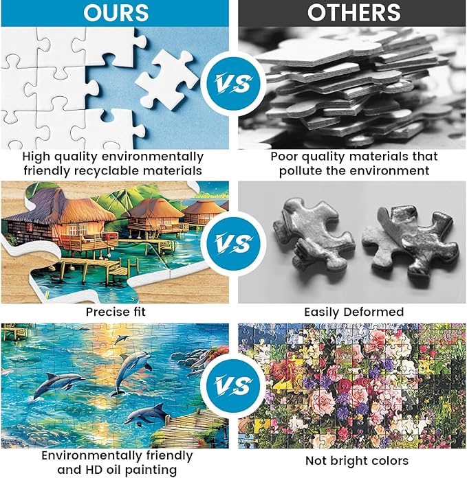 300 Piece Puzzles for Adults, Jigsaw Puzzles 300 Pieces Dolphin Puzzles Recycled Cardboard Paper Puzzles Challenging Puzzle Pieces Games for Kids Adults 20.5 * 15IN