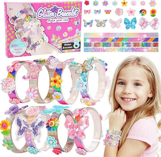 Friendship Bracelet Making Kit for Girls, 5-12 Year Old Girl Birthday Gifts, Arts and Crafts Kits for Kids, Girls Toys Age 5 6 7 8 9 10 Years Old, Kid Jewelry Making Kit with Charm (Butterfly&Flower)