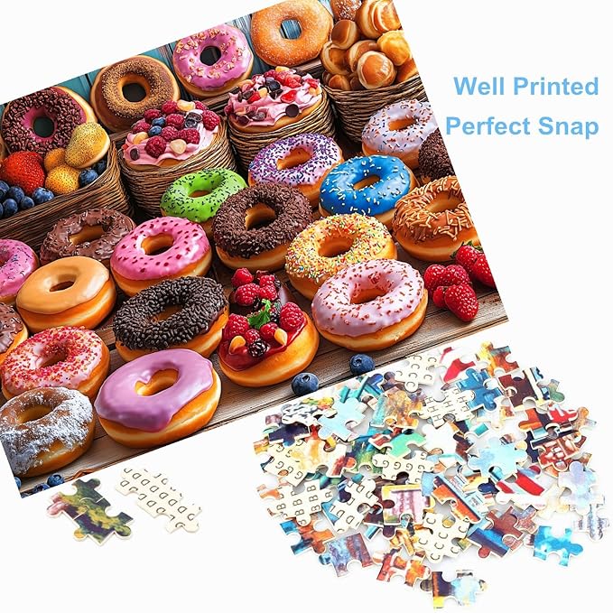 500 Piece Puzzles for Adults Flavorful Donuts 20.5 x 15 Inch 500 Large Piece Jigsaw Puzzles for Kids Adults Puzzles 500 Pieces for Adults Holiday Educational Challenge Toy