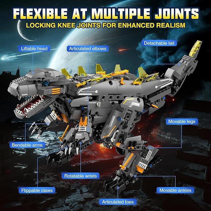 Dinasour Toys for Kids Building Set, 935PCS App & Remote Control Robotics Kit, 5-in-1 Tyrannosaurus | Triceratops | Crocodile | Robot | Monster STEM Toys for Boys Girls Age 8 9 10 11 12+ Year Old