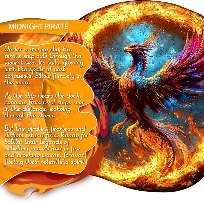 Wooden Jigsaw Puzzle, 200-500 Pieces Unique Shape Animal Puzzle, for Adults & Kids, Birthday Gift Family Game, Decorative Puzzle, Unique Gift (Aether Phoenix, 300 PCS)