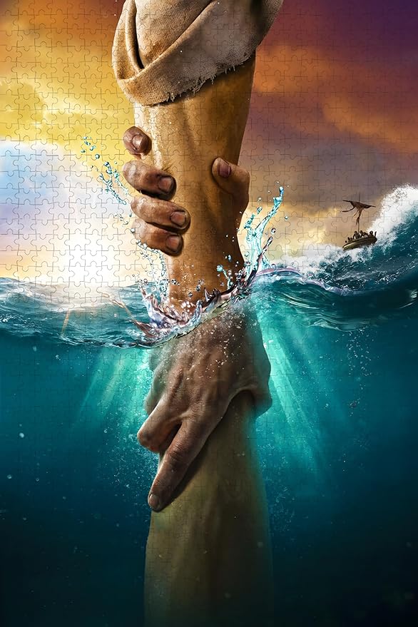 Jesus 1000 Pieces, Give Me Your Hand, HD Wooden Adult Jigsaw Puzzle, Family Fun, Relaxation, Decoration and Gift Giving. Puzzle Size: 29.5x19.7 in and 1:1 Original Picture Poster