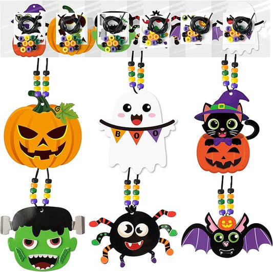 WATINC Necklace Crafts Kits - 313Pcs EVA Foam Make Your Own Cute Handmade Necklaces Artwork Project for Kids Adult, 24 Set DIY Activity Game Party Favors Gift for Home Classroom Decor (Halloween)