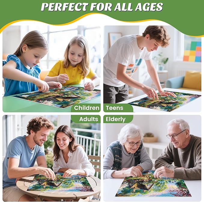 500 Pieces Puzzle for Adults,Waterside Cottage Puzzle,Recycled Cardboard Peaceful Pond Puzzles 500 Pieces,Challenging Game Home Decor Birthday Party Gift Toy for Adults Kids Seniors 20.5 * 15 in