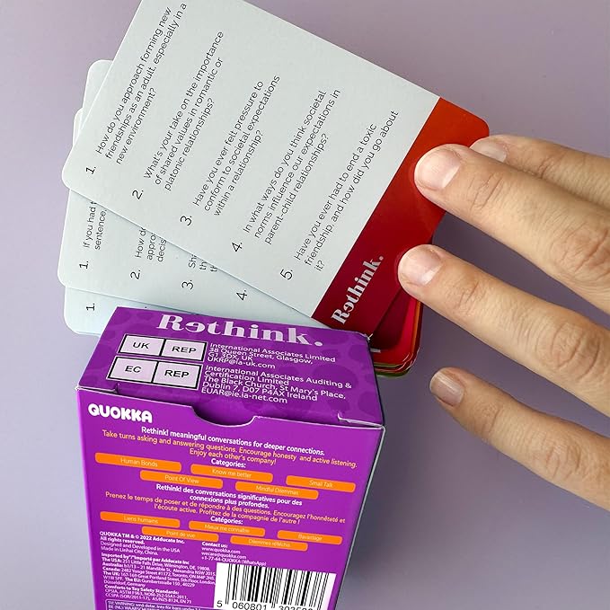 QUOKKA Conversation Cards Game - Universal Edition| 500 Questions | Original Version | Share Thoughts - Fun Talking Board Game for Family Night