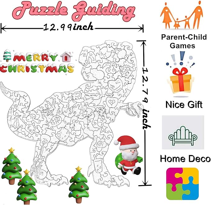 Wooden Jigsaw Puzzle for Adults,Tyrannosaurus rex Dinosaur Animals Shaped Magic Puzzle Pieces Best Gift for Adults,Can be Used as a Cool Mouse Pad,302pcs,(12.99 * 12.79 inches) New