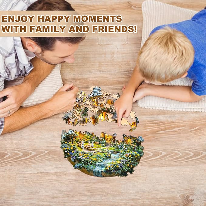 Wooden Puzzles for Adults 180 Pices, Moonlight Garden 3D Puzzles for Adults, Moonlight Garden Irregular Jigsaw Puzzles, Flat Puzzels with 3D Visual Effect, Finished Puzzle Size is 11.4 x 11.3in