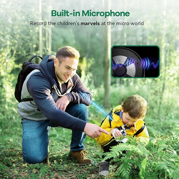 HP20 IPS Microscope for Kids: [3-in-1] [Easy and Fun] 2" Portable Handheld Microscope Miniscope, Pocket Mini Scope Educational Science Kit, Christmas Birthday Gifts for Kids, 32GB, White