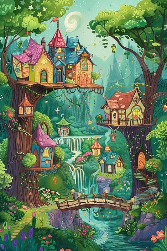 1000 Piece Puzzles for Adults and Seniors - House in The Tree Rounded Corner Wooden Puzzle - Fun Wall Art - Unique Gift - Great Gift for Puzzle Lovers