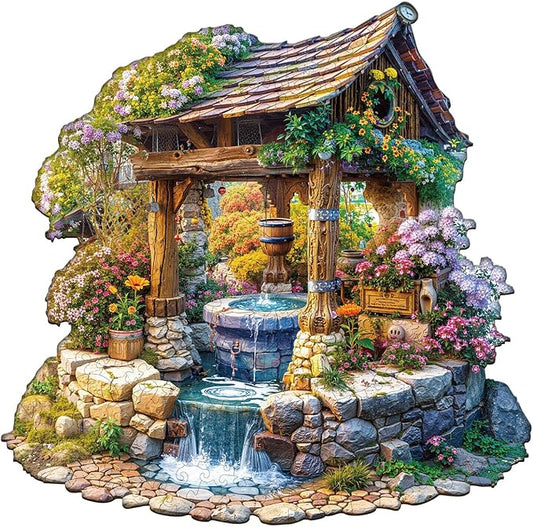 Wooden Puzzles for Adults, Springwell Garden Wood Puzzle Adult, Jigsaw Presents for Family and Friends, Wall Art Home Decor (M-11.4 * 11.2in -175 Pieces)