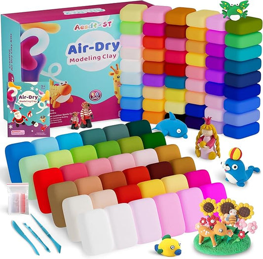 Air Dry Clay 90 Colors, Modeling Clay for Kids, DIY Model Magic, Molding Clay Kit with Sculpting Tools, Non-Sticky Soft and Super Light, Arts and Crafts Gift for Boys Girls Kids