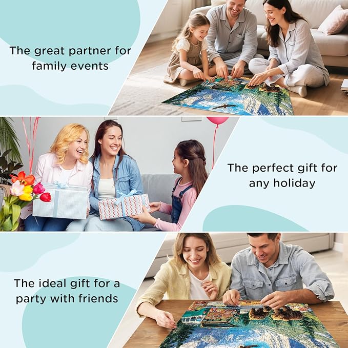 300 Pieces Puzzle for Adults, Wild Bear Family Puzzles for Adults 300 Pieces, Mountain and Forest Scenery Jigsaw Puzzles 300 Piece, Family Challenging Puzzle Game Great Gift Idea 20.5 * 15 in