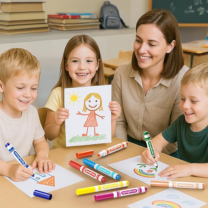 SpringFlower 480 Count Washable Markers Bulk, 16 Assorted Colors Markers Bulk Back to School Classroom Supplies, Broad Tip for Kids, Classroom School Teacher Must Haves