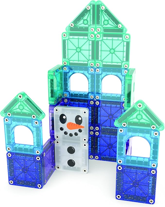 Magna-Tiles microMAGS Winter Wonder Travel Set 26-Piece Magnetic Construction Set, The Original Magnetic Building Brand