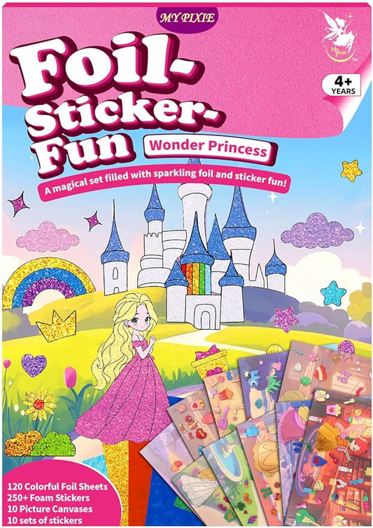 MyPixie Foil Art & Fun - No Mess Princess Foil Crafts for Kids, DIY Creative Activity, Craft Kits & Supplies, Birthday Gifts, Arts & Crafts, Toys, Gifts for Ages 4, 5, 6, 7, 8, 9, 10
