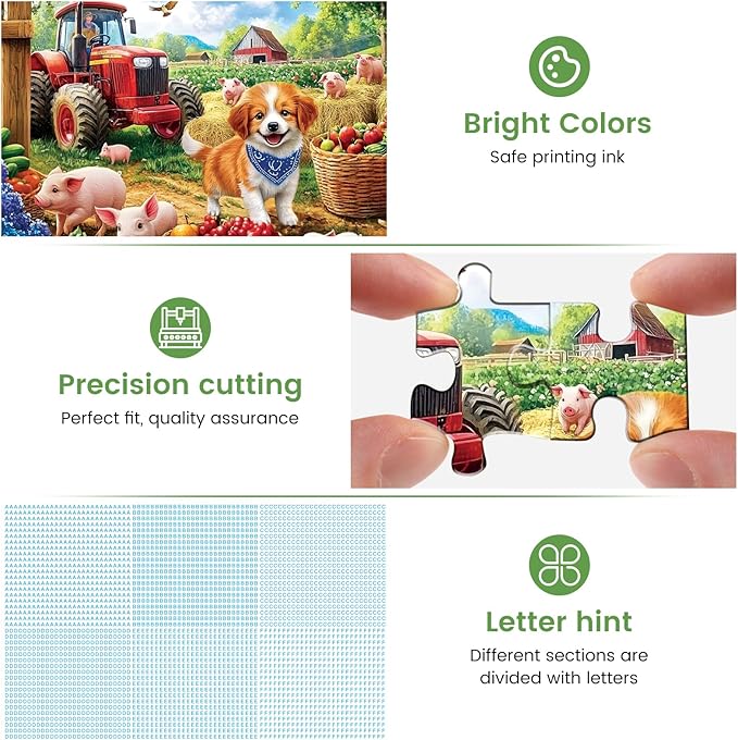 500 Piece Puzzles for Adults,Farm Dog Jigsaw Puzzles 500 Pieces Animals Pig Puzzle for Adults Seniors Premium Cardboard Puzzles Challenging Game Home Decor Birthday Party Gift