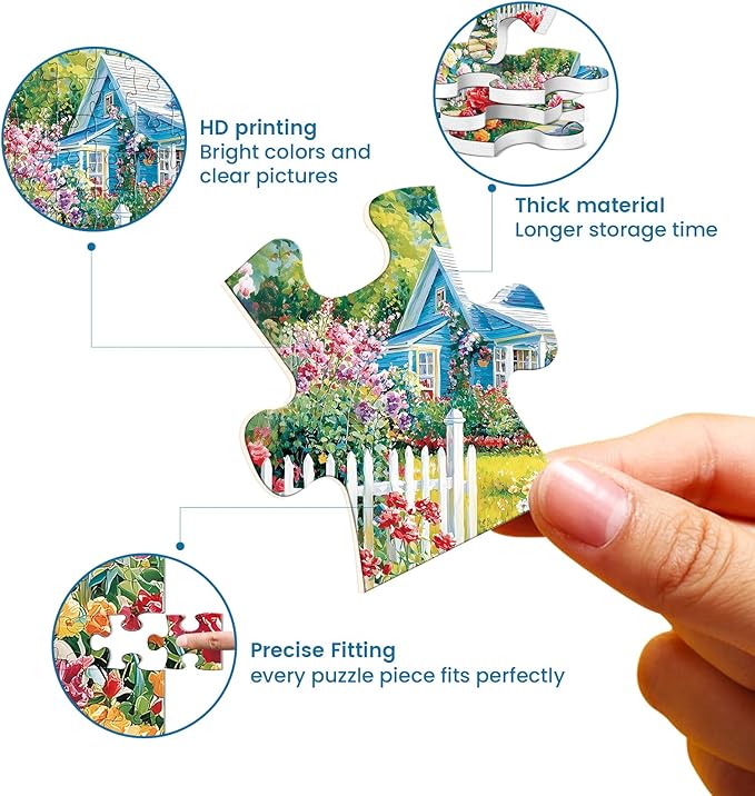 300 Piece Puzzle for Adults,Beautiful Garden House Puzzle for Adults Kids Elderly,Large Piece Landscape Puzzles for Kids Age 8-10 10-12,Challenging Flower Puzzles,Family Game Great Gift 20.5x15 in