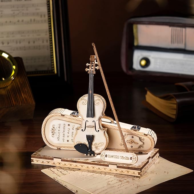 ROKR Wooden Miniature Violin,STEM Projects for Adults,Model Kits,3D Wooden Puzzles for Adults