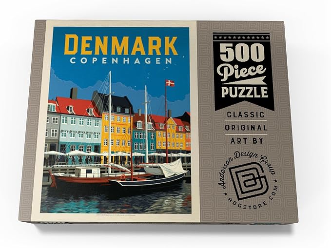 MyPuzzle Denmark: Copenhagen, Vintage Poster - Premium 500 Piece Jigsaw Puzzle for Adults
