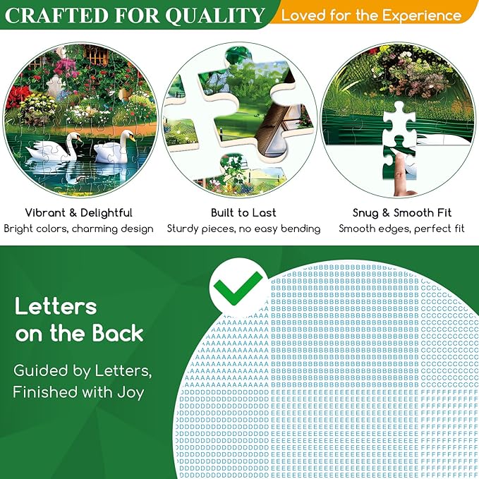 300 Piece Puzzles for Adults, Country Cottage Lake Puzzle for Adults Kids Seniors,Large Piece Landscape Puzzle for Kids 8-10 10-12,Garden Swan Flowers House Puzzles Perfect for Game Nights,20.5x15 in