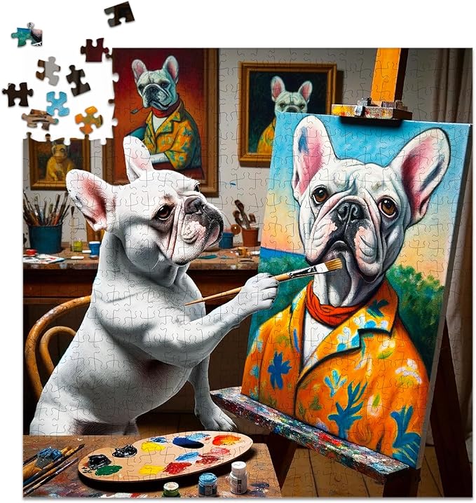 500 Pieces Animal Jigsaw Puzzles for Adults and Teens and Kids Family Happy Toys Painting Bulldog