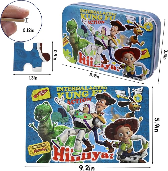 60 Pieces Puzzles for Kids Ages 4-8,Kids Puzzls in a Metal Box, Cute Toys Puzles,Children Boys Girls Learning Educational Puzzes Packed in Tin Box (0683)